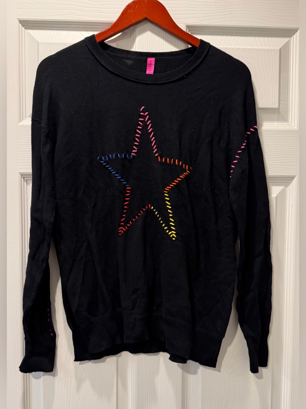 Zaket & Plover super star crewneck cashmere blend black sweater size small